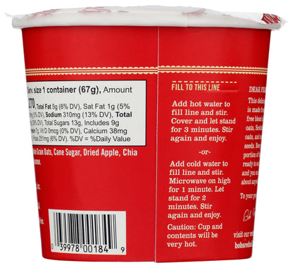 Bob's Red Mill Vaso de Avena Manzana y Canela 67 g