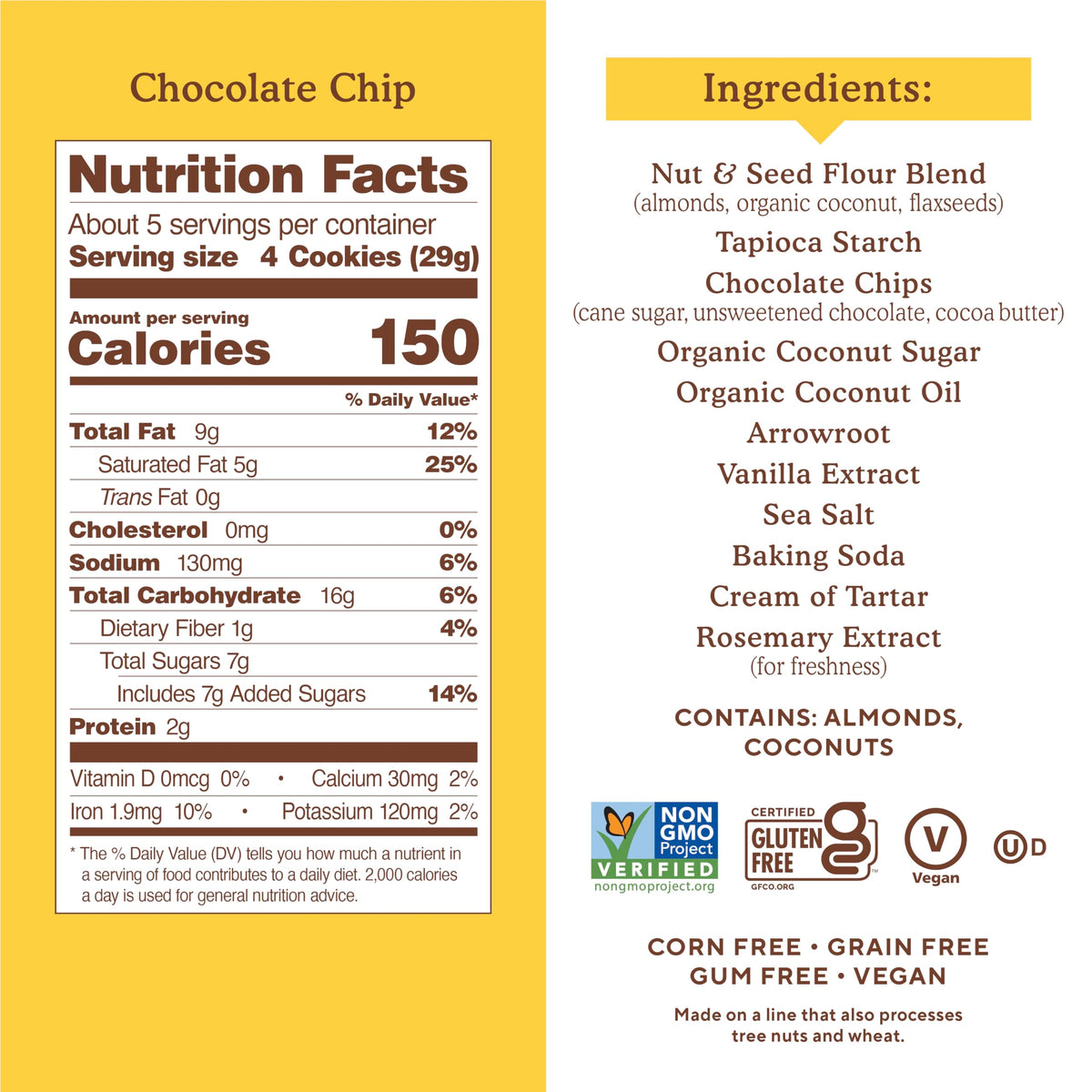 Simple Mills Galletas Crujientes con Chispas de Chocolate Sin Granos 156 g