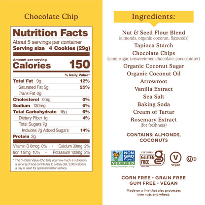 Simple Mills Galletas Crujientes con Chispas de Chocolate Sin Granos 156 g