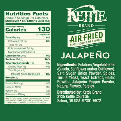 Kettle Brand Papas Air Fried Sabor Jalapeño 184 g
