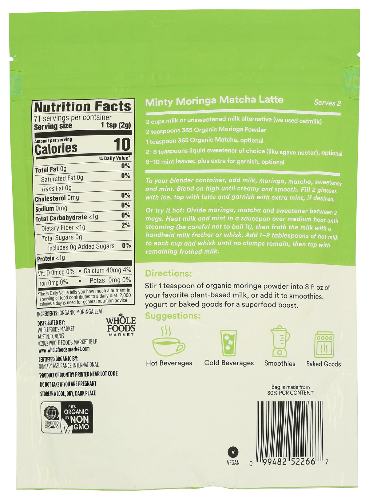 365 Moringa en Polvo Orgánica 142 g