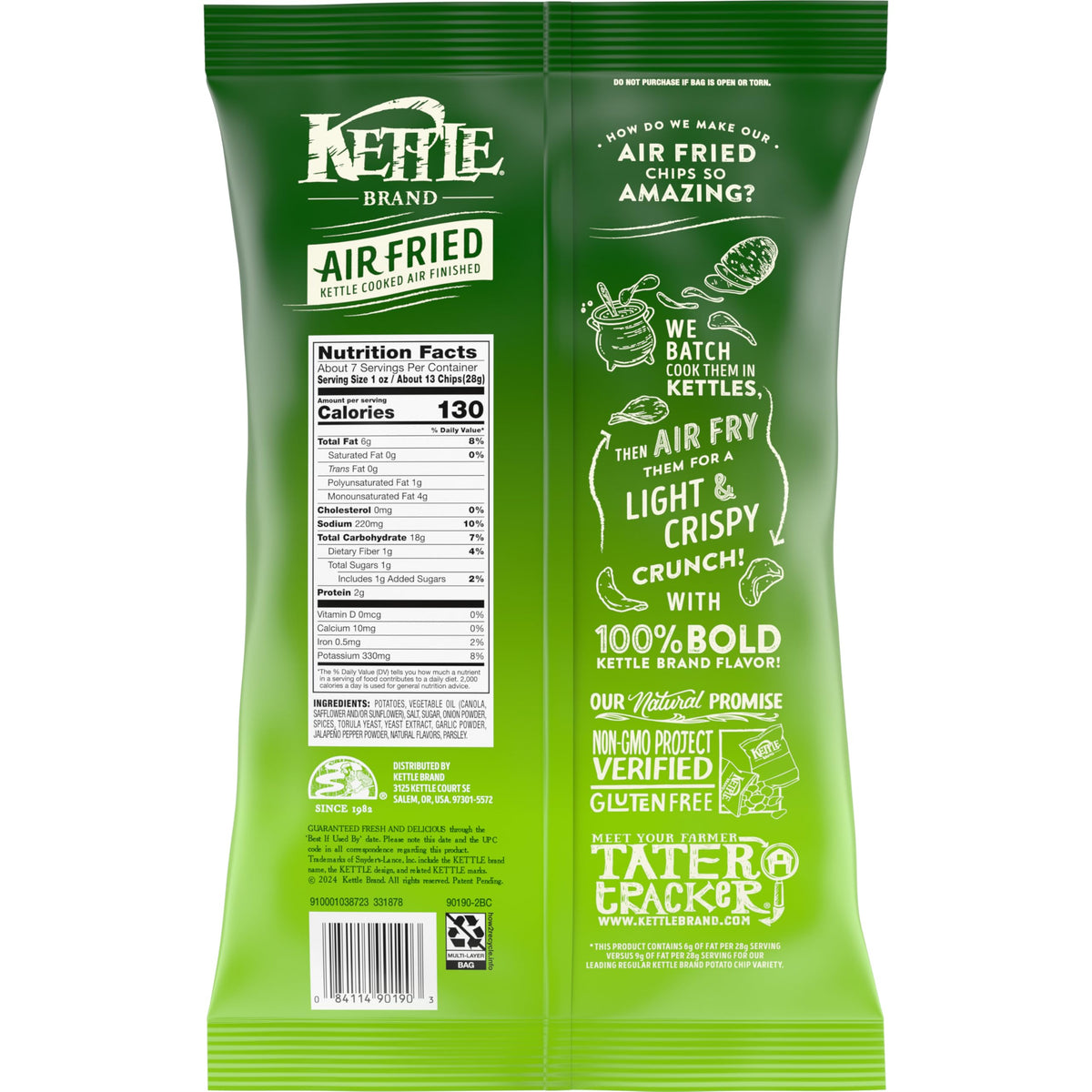 Kettle Brand Papas Air Fried Sabor Jalapeño 184 g