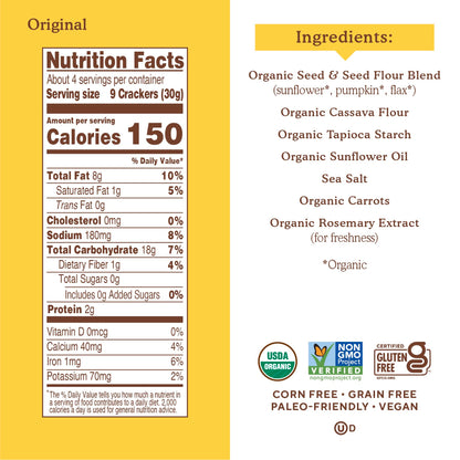 Simple Mills Galletas de Semillas Orgánicas Originales 120 g