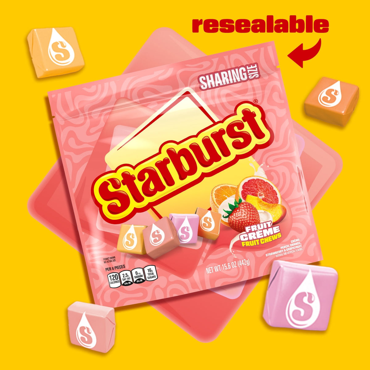 Regalo Starburst Caramelos Frutas Crema 442g X2