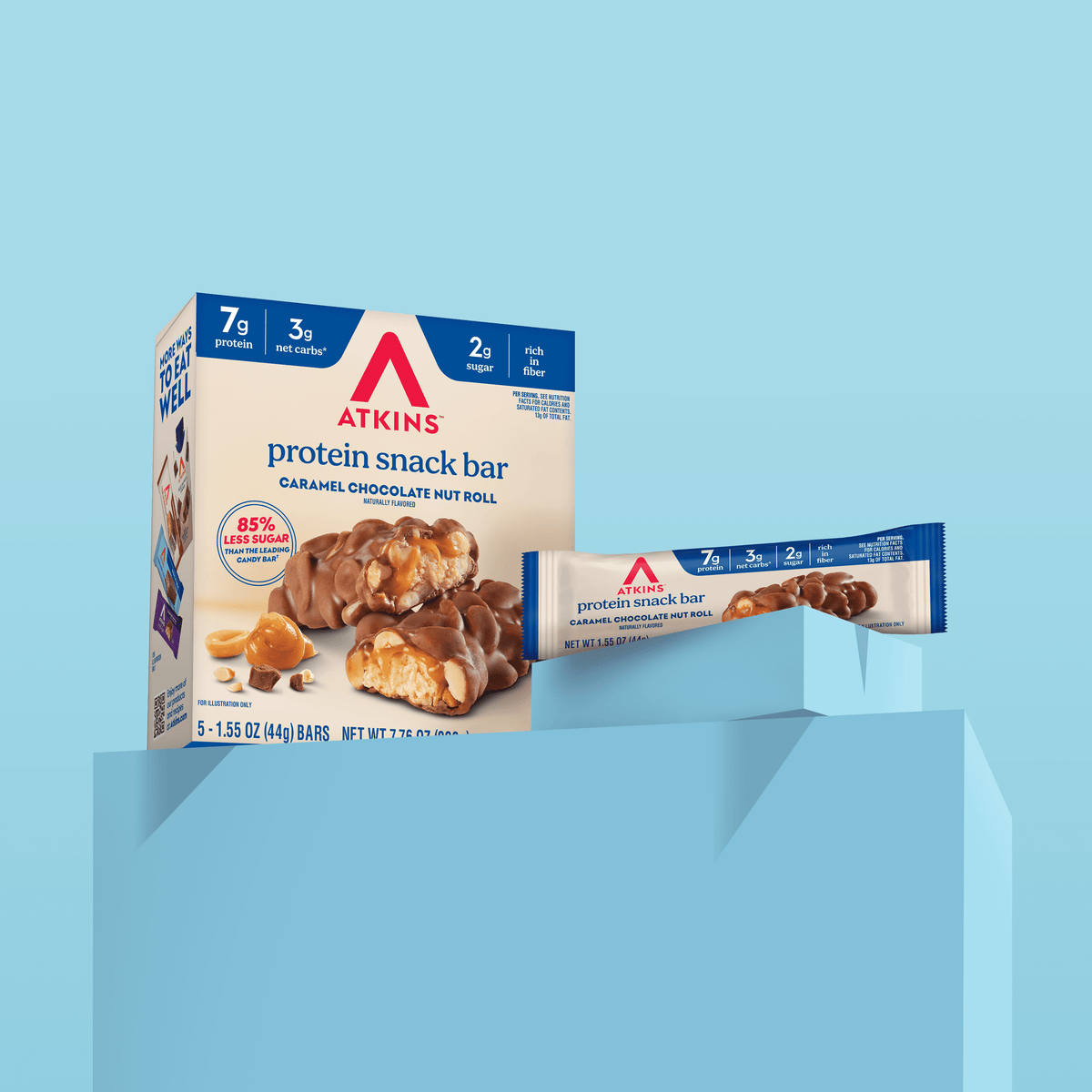 Atkins Barras Caramel Chocolate Nut Roll 5 Piezas