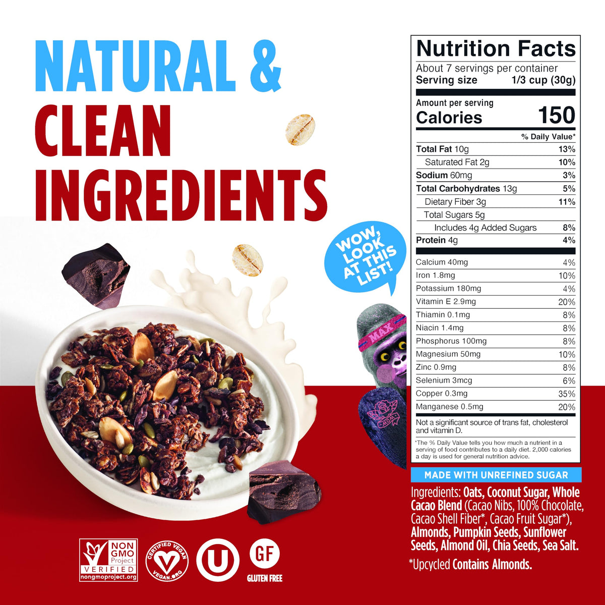 Blue Stripes Granola de Chocolate Amargo y Cacao Entero 198 g