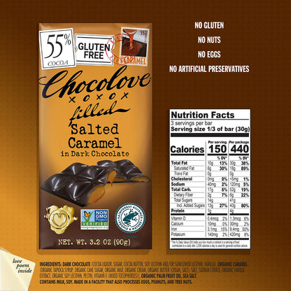 Chocolove Barra de Chocolate Amargo con Caramelo Salado 91 g