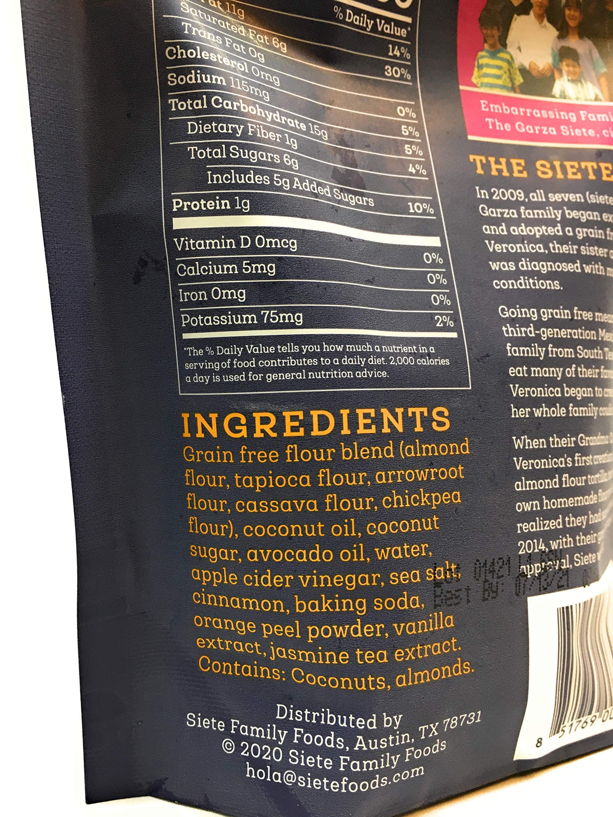 Siete Galletas de Mantequilla Mexicanas Sin Granos 128 g