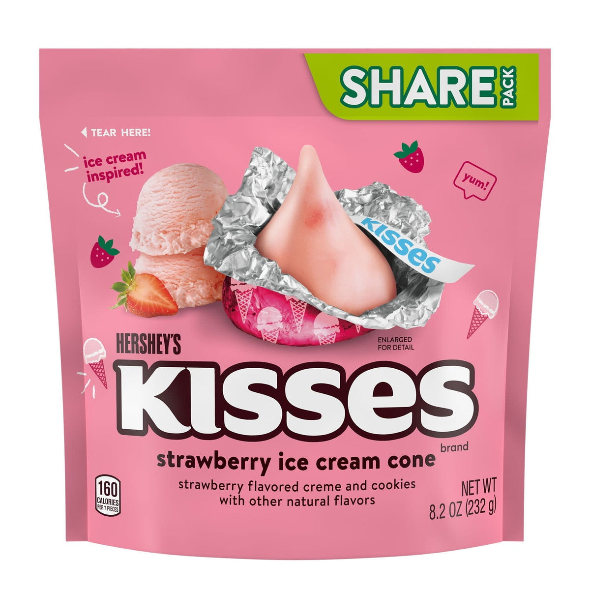 Hershey's Kisses Strawberry Ice Cream Cone 232 g