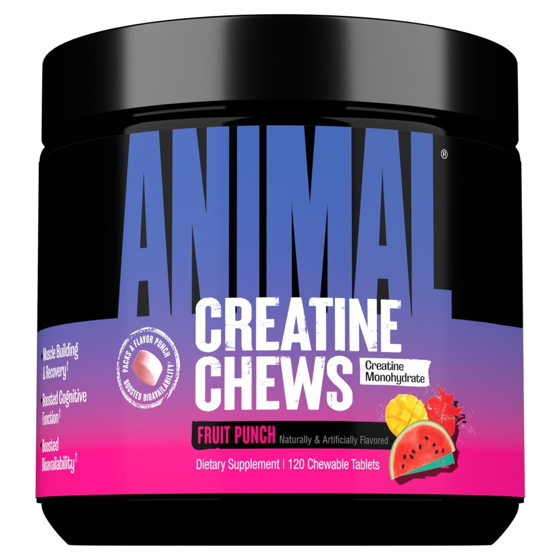 Animal Creatina Masticable Ponche De Frutas 30 Piezas