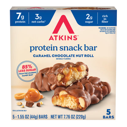 Atkins Barras Caramel Chocolate Nut Roll 5 Piezas