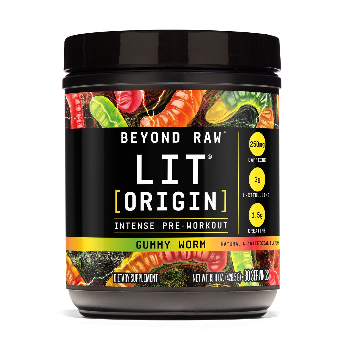 Beyond Raw LIT Origin preentreno Gummy Worm 30 porciones