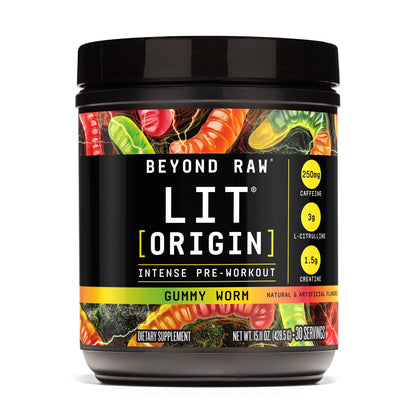 Beyond Raw LIT Origin preentreno Gummy Worm 30 porciones
