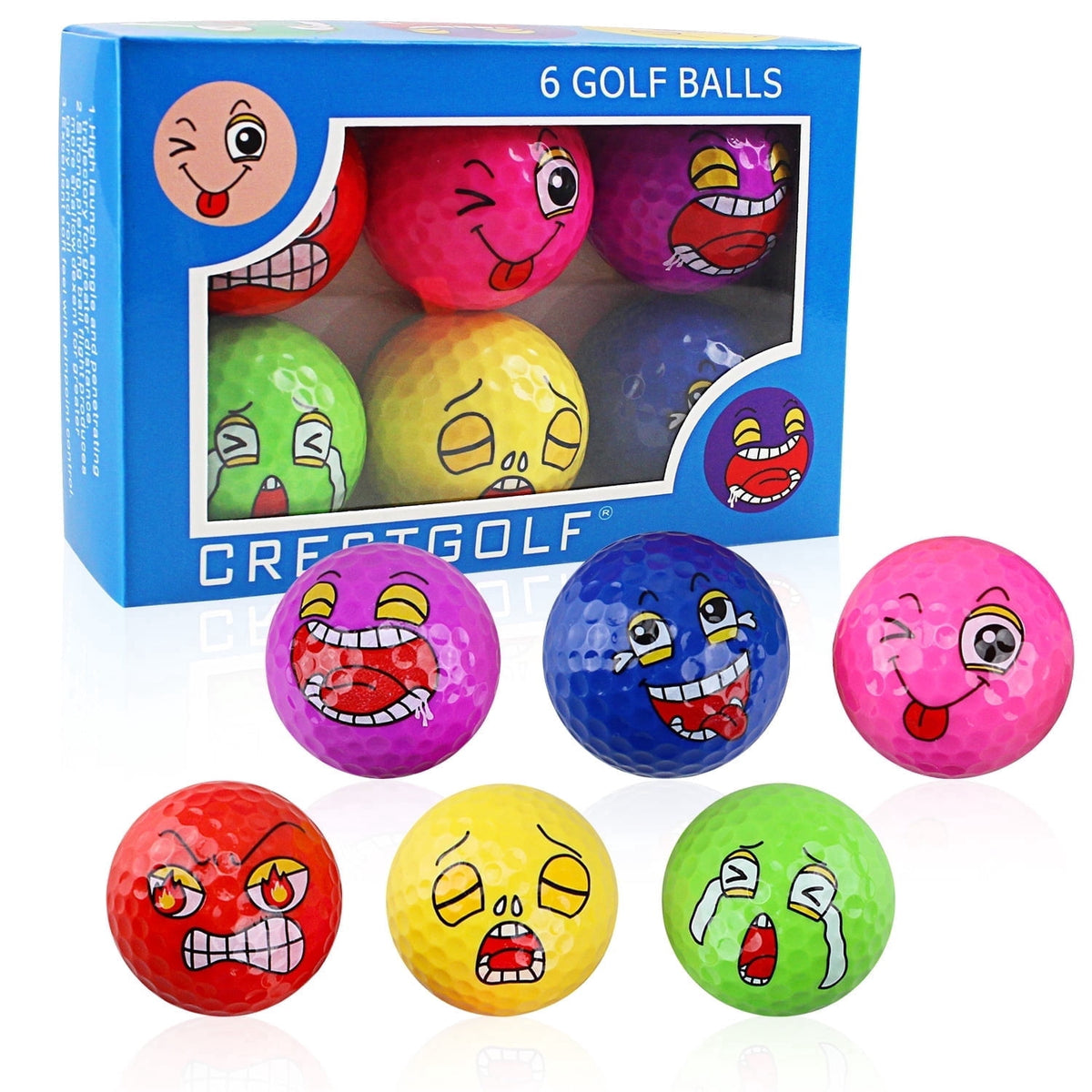 Pelotas De Golf Crestgolf Caras Divertidas 6 Piezas