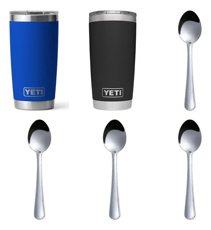 Set Yeti 2 Vasos Azul Negro 591ml Y 4 Cucharitas