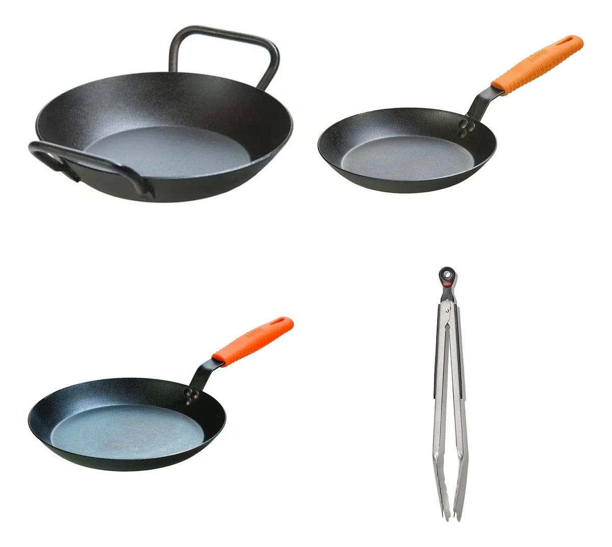 Set Lodge 3 Sartenes 20 25 30 Cm Y Pinzas OXO