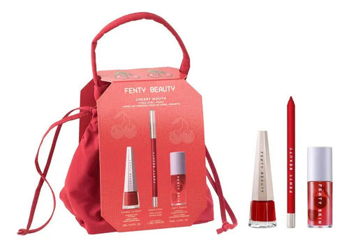 Fenty Beauty Kit Cherry Mouth 3 Labiales Con Bolsa