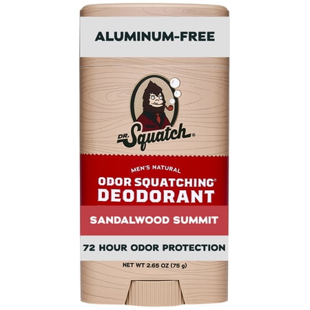 Dr. Squatch Mens Aluminum Free Deodorant, Natural Deodorant for Men, Sandalwood Summit, 2.65 Oz