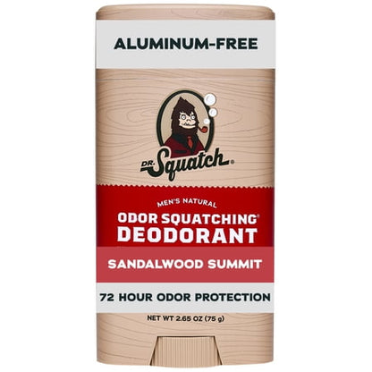 Dr. Squatch Mens Aluminum Free Deodorant, Natural Deodorant for Men, Sandalwood Summit, 2.65 Oz