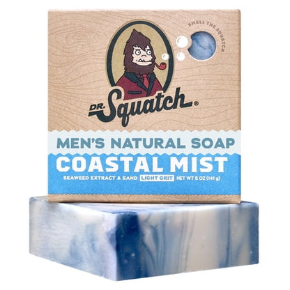 Dr. Squatch Men's Soap, Natural Bar Soap for Men, Coastal Mist, 5 oz