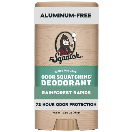 Dr. Squatch Mens Aluminum Free Deodorant, Natural Deodorant for Men, Rainforest Rapids, 2.65 Oz