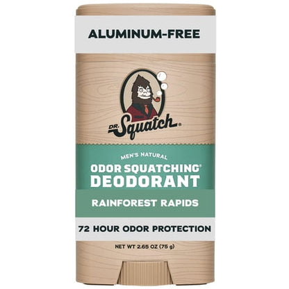 Dr. Squatch Mens Aluminum Free Deodorant, Natural Deodorant for Men, Rainforest Rapids, 2.65 Oz