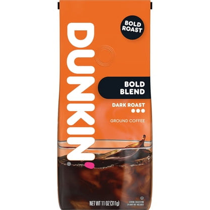 Dunkin’ Bold Blend Dark Roast Ground Coffee, 11 oz Bag