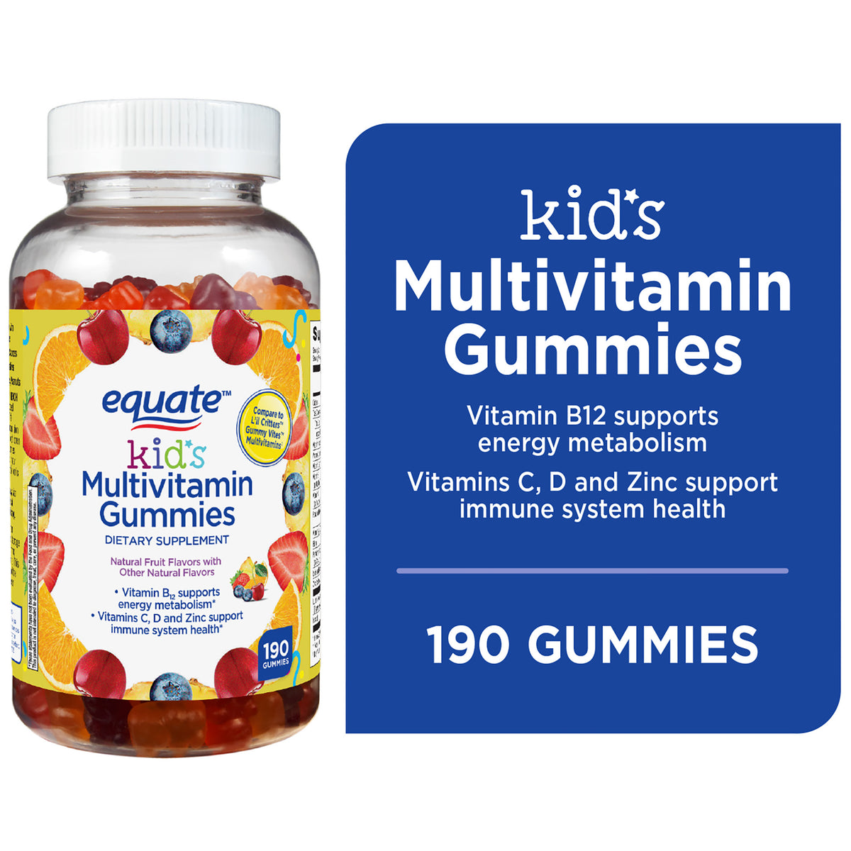 Equate multivitamínico infantil frutas 190 ct