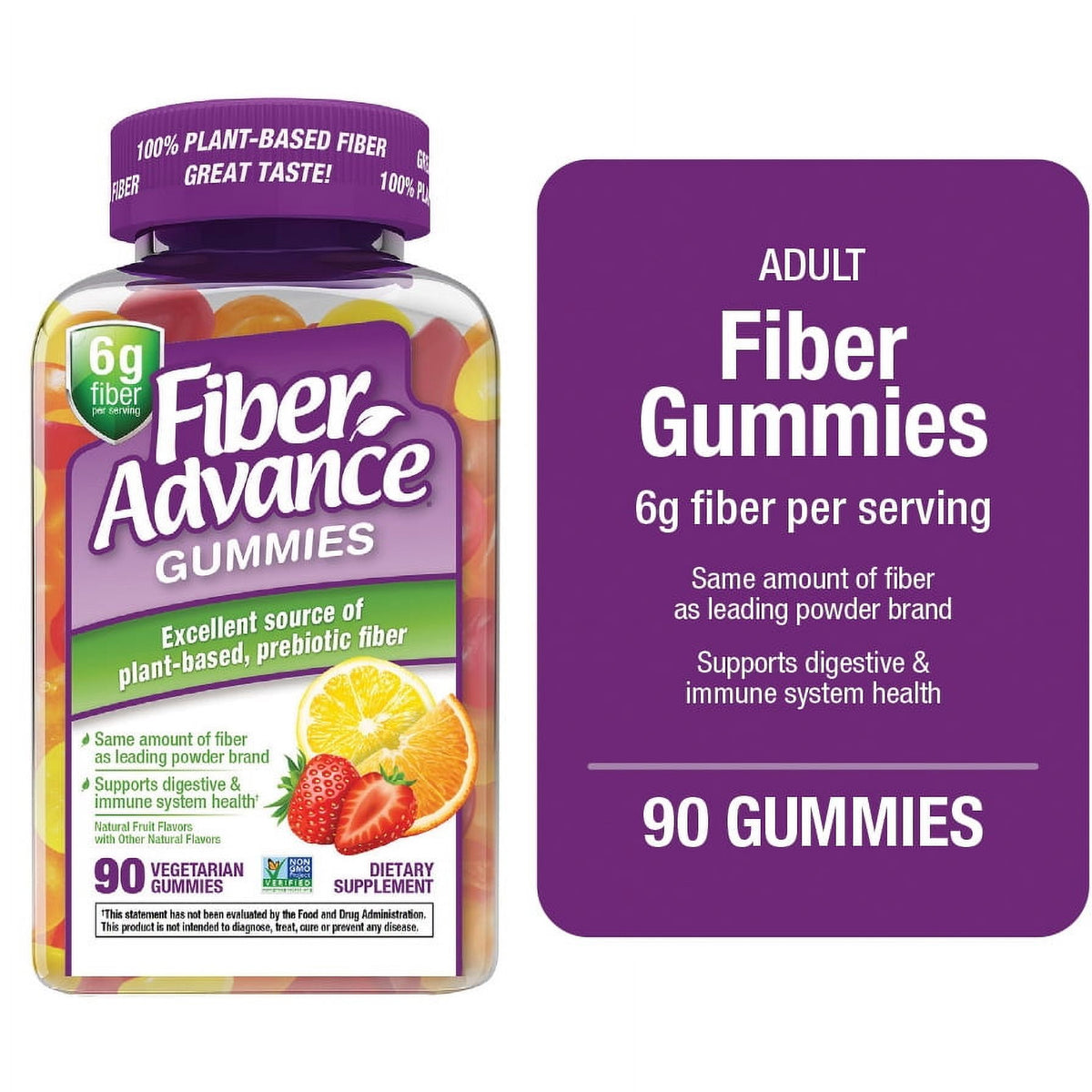 Fiber Advance fibra prebiótica vegetal frutas 90 ct
