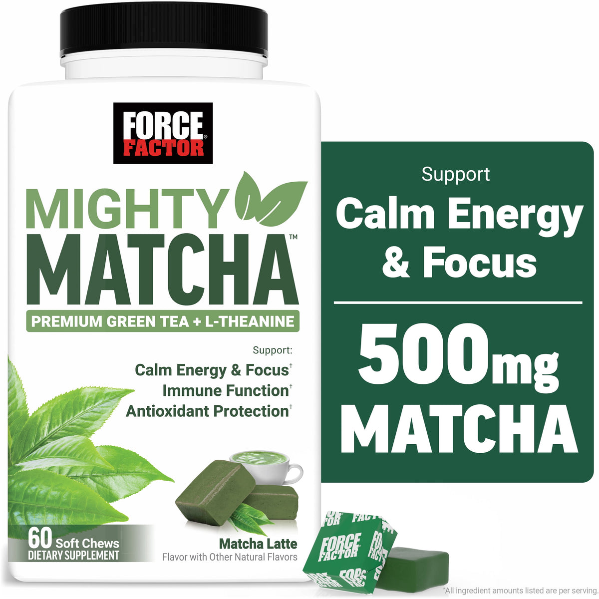 Force Factor Mighty Matcha Té Verde Con L-Teanina