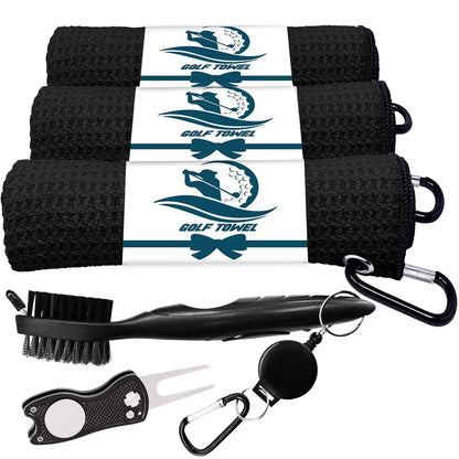 Set De Regalo Golf Finger Ten Toallas Cepillo Y Reparador