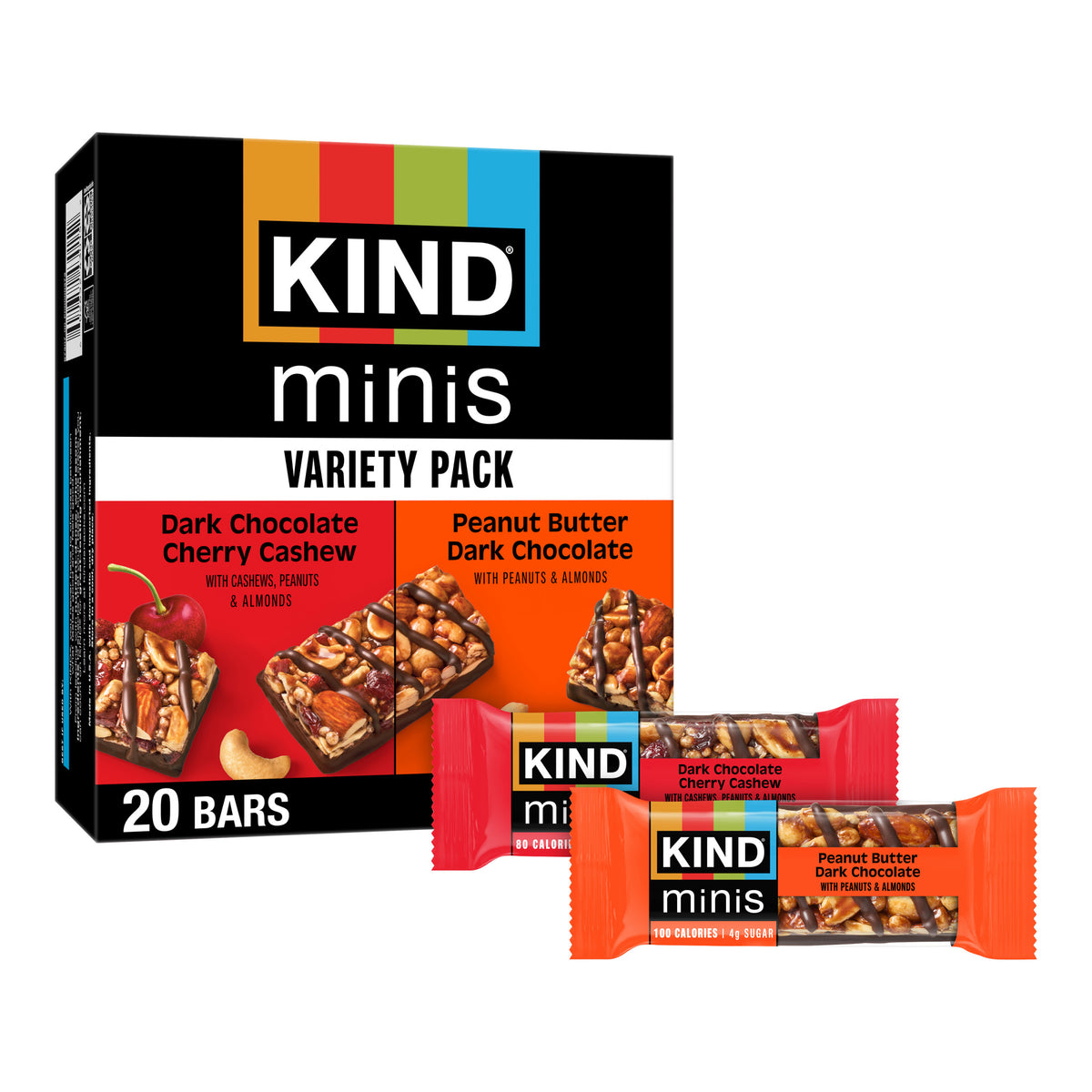 KIND Minis barras surtidas dulces 20 piezas de 0.7 oz