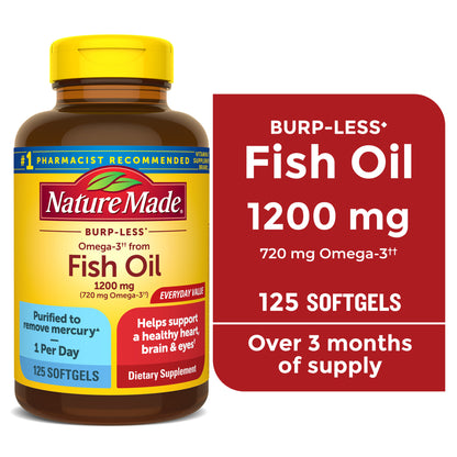 Nature Made Burp Less aceite pescado 1200 mg 125 cápsulas