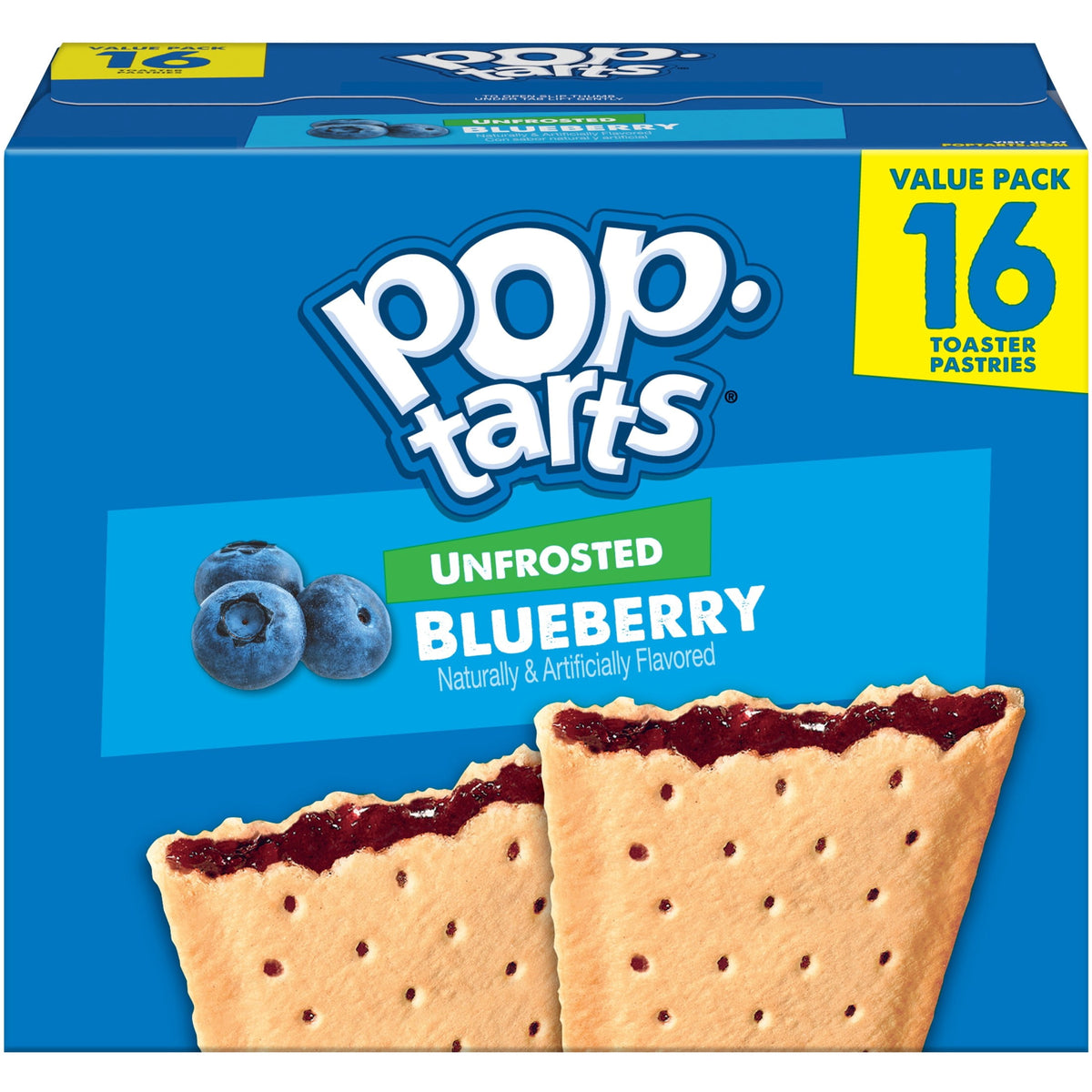 Pop-Tarts Blueberry Sin Glaseado 16 Piezas Paquete De 3