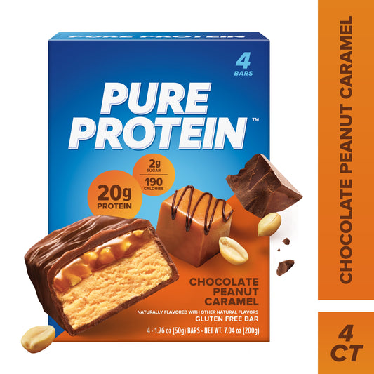 Pure Protein Barras Chocolate Cacahuate Caramelo 4 Piezas