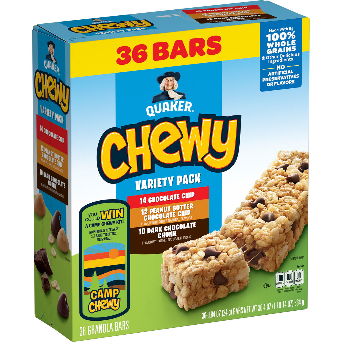 Quaker Chewy barras surtidas 3 sabores 36 piezas 30.4 oz
