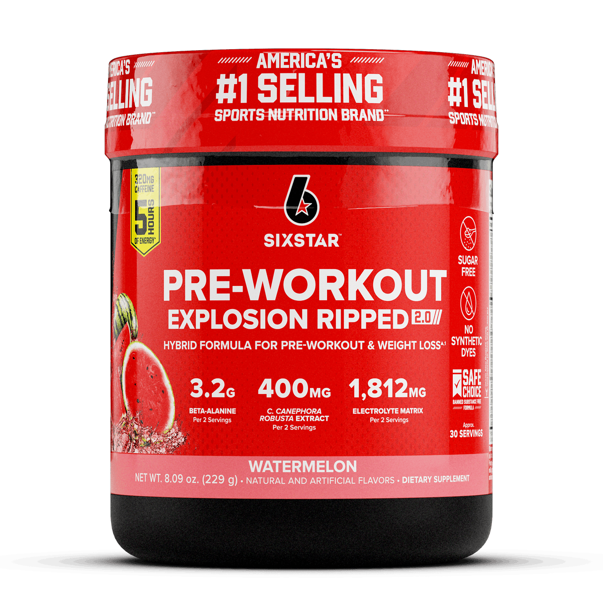 Six Star Explosion Ripped 2.0 preentreno sandía 8.09 oz