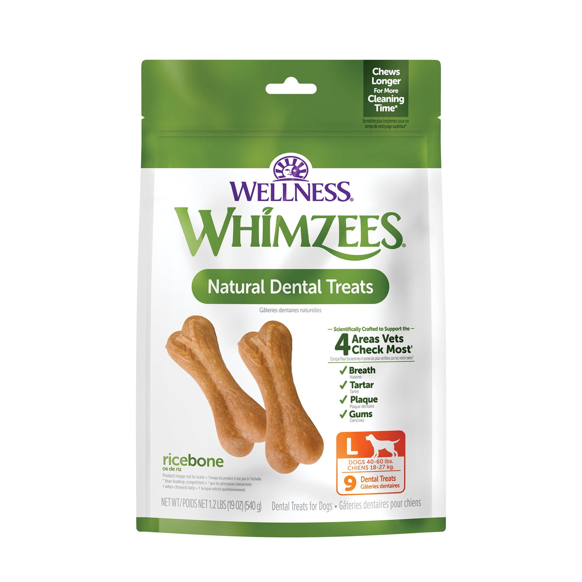 Premios Perro Whimzees Ricebone Grande 9 Piezas Pack 2