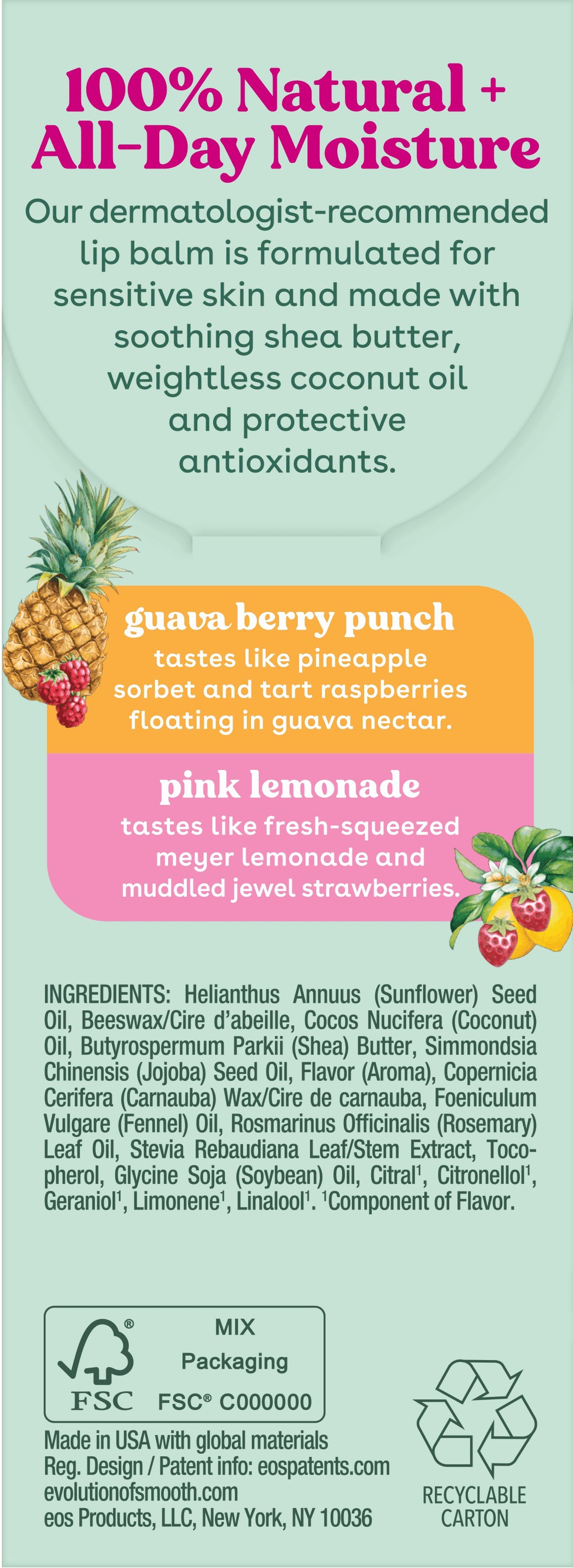 eos bálsamos Guava Berry Punch Pink Lemonade 2 de 0.14 oz