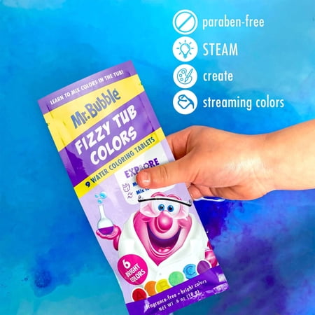Mr. Bubble Fizzy Tub colores de baño sin aroma 150 ct