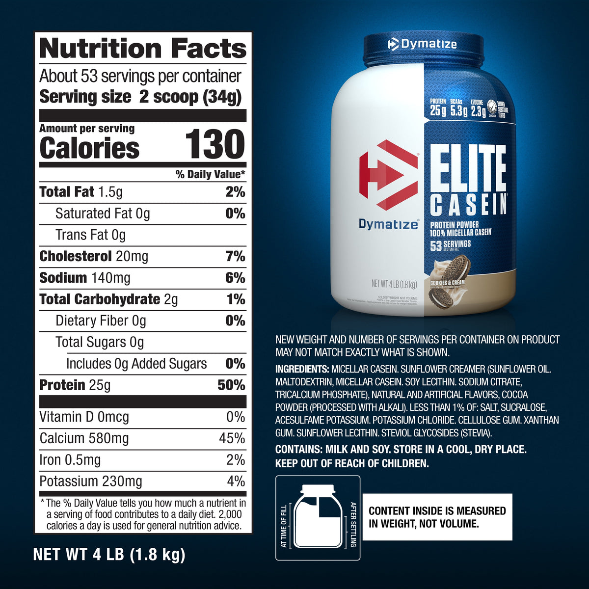 Dymatize Elite Caseína Micelar Cookies And Cream 1.8 Kg