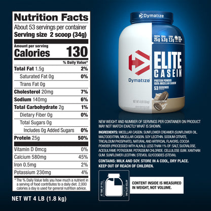 Dymatize Elite Caseína Micelar Cookies And Cream 1.8 Kg