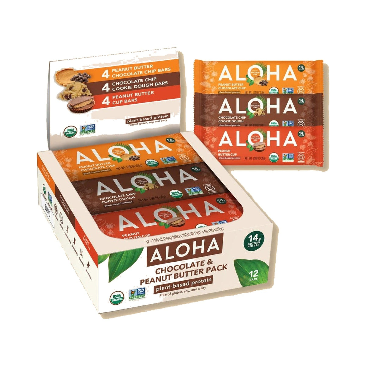 ALOHA Barras De Proteína Surtidas Crema De Cacahuate Y Cookie Dough