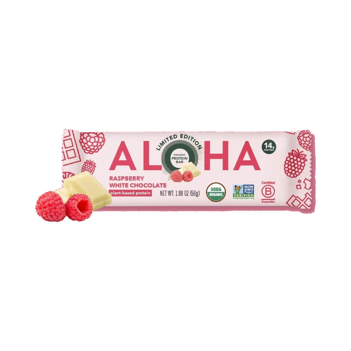 ALOHA Barras De Proteína Vegetal Frambuesa Y Chocolate Blanco