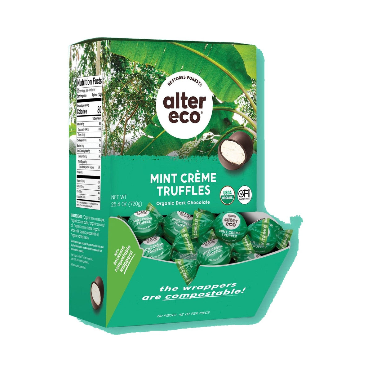 Alter Eco Trufas De Chocolate Con Crema De Menta 60 Piezas