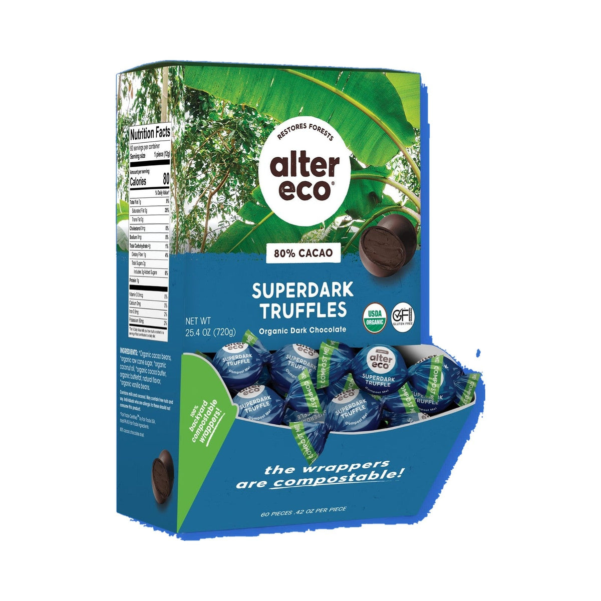 Alter Eco Trufas De Chocolate Súper Amargo 60 Piezas