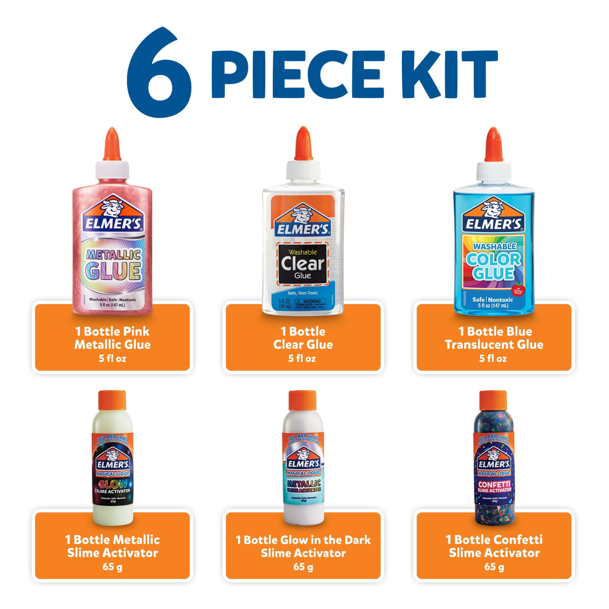 Elmer's Kit De Slime Mágico 6 Piezas Brilla En Oscuridad