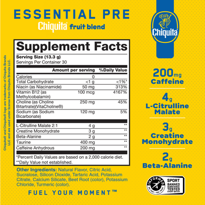 AN Supps Essential Pre Entreno Piña Fresa Sin Azúcar