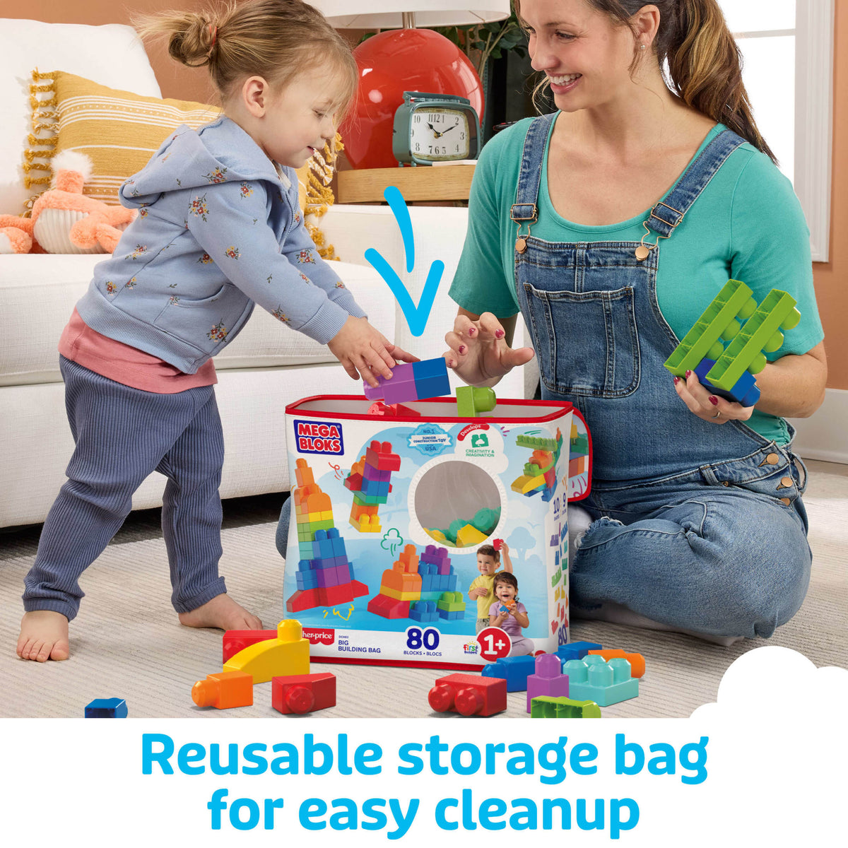 MEGA BLOKS Fisher-Price bloques bolsa azul 80 piezas