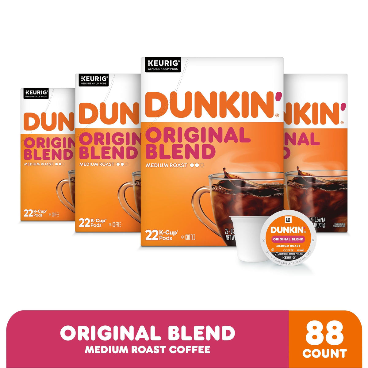 Dunkin Original Blend café K-Cup 4 cajas de 22 ct